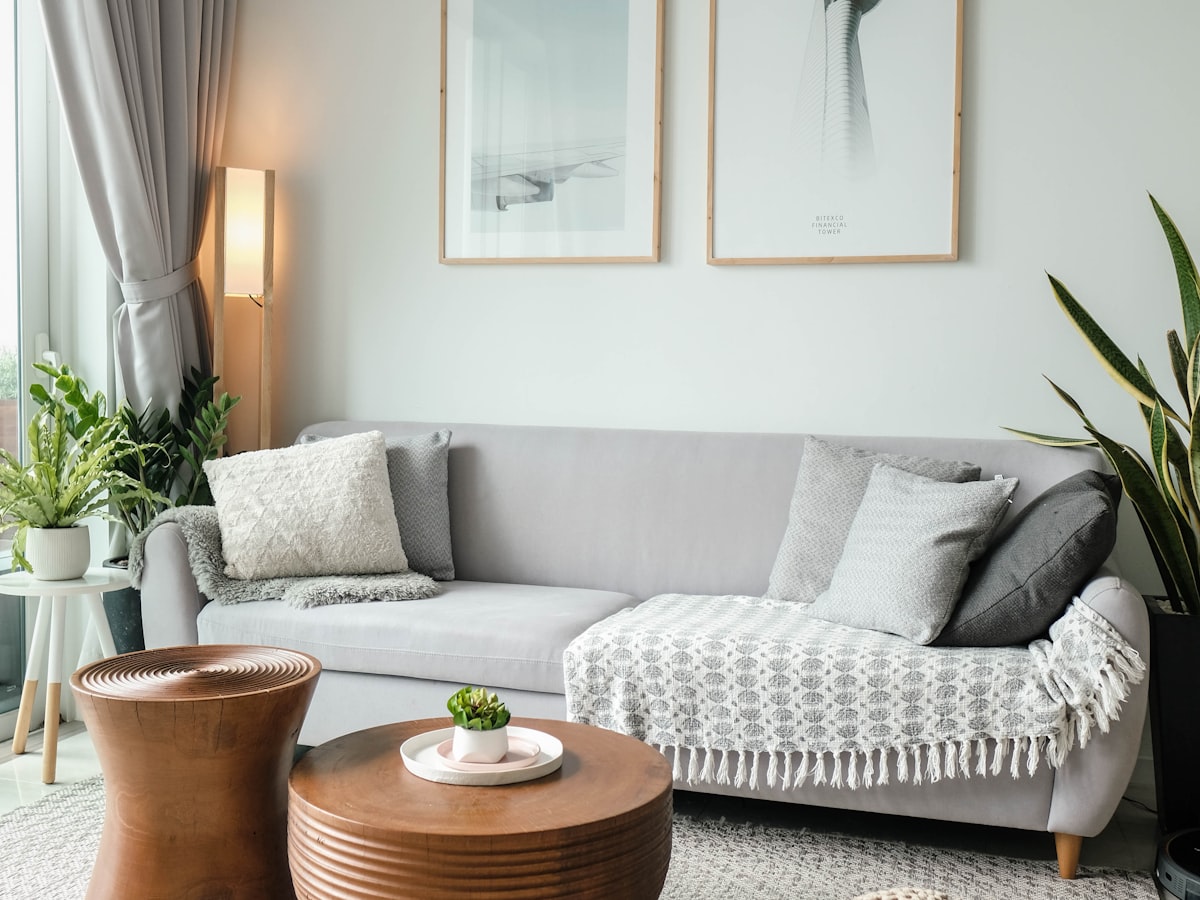 Teak furniture with plants